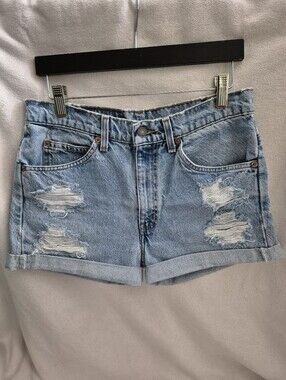 Levi 505 Orange Tab Vintage 1995 Cut-off Denim Shorts - See Measurements